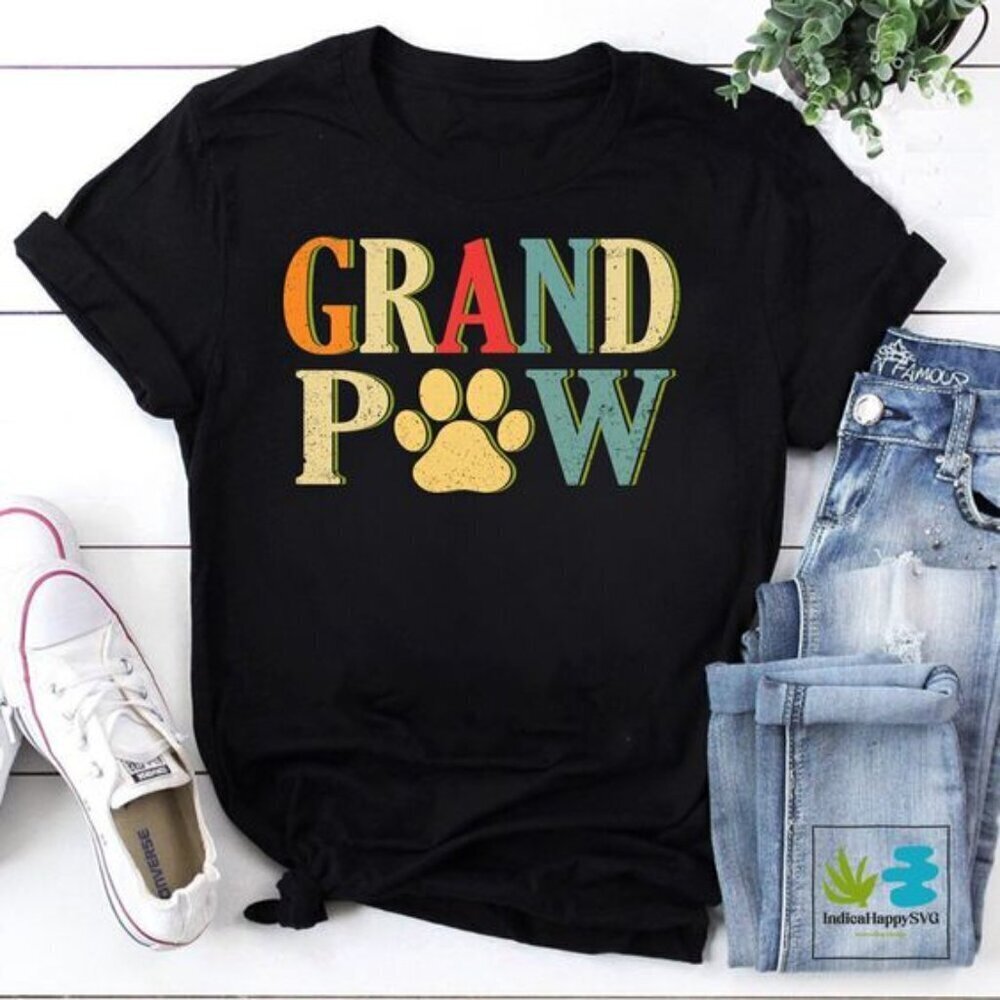 Grand Paw Tshirt Dog Paw Shirt Grandpa Gift Shirt Fathers Day Gifts